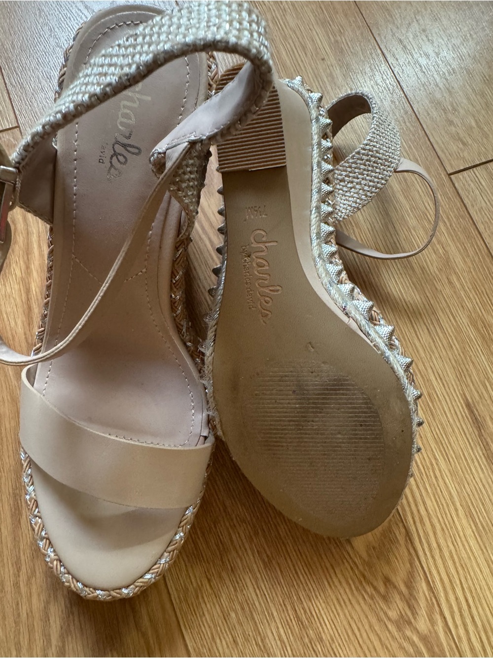 Charles by Charles David Beige Espadrille Wedge Sandals - Picture 3 of 5